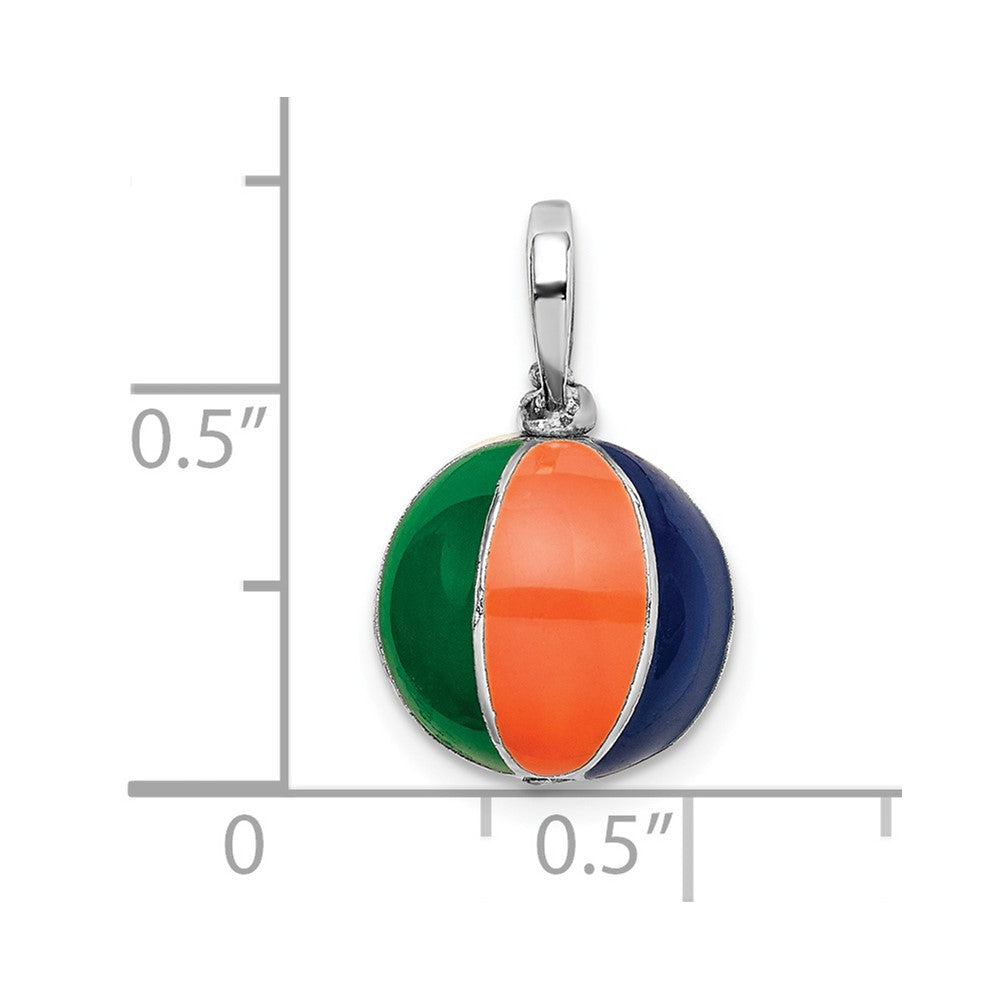 FJC Finejewelers 925 Sterling Silver Rhodium Plated Polished 3D Enameled Beach Ball Charm 18 x 11 mm
