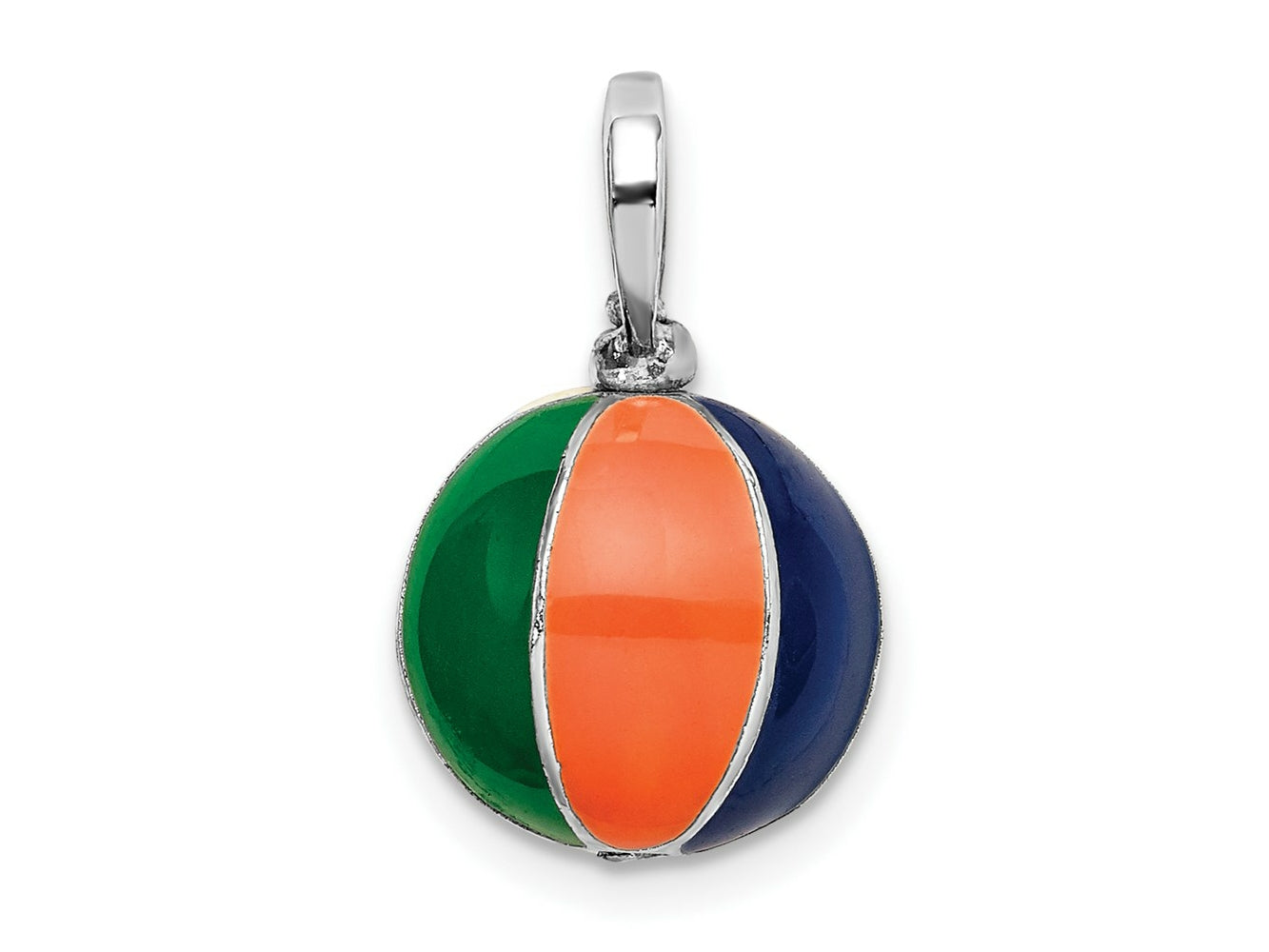 FJC Finejewelers 925 Sterling Silver Rhodium Plated Polished 3D Enameled Beach Ball Charm 18 x 11 mm