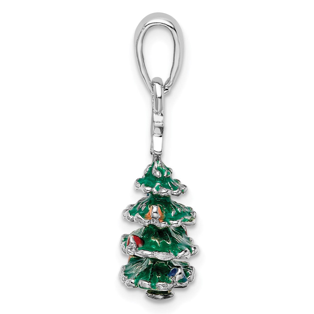 FJC Finejewelers 925 Sterling Silver Rhodium Plated 3D Enameled Christmas Tree Charm 10 mm