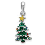FJC Finejewelers 925 Sterling Silver Rhodium Plated 3D Enameled Christmas Tree Charm 10 mm