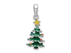 FJC Finejewelers 925 Sterling Silver Rhodium Plated 3D Enameled Christmas Tree Charm 10 mm