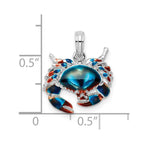 FJC Finejewelers 925 Sterling Silver Rhodium Plated Polished Enamel Blue Stone Crab Charm 18 x 15 mm