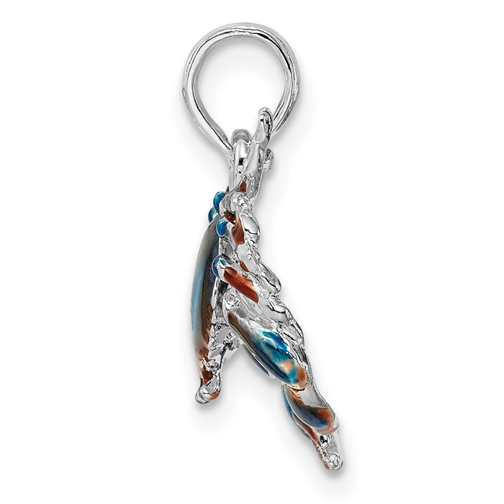 FJC Finejewelers 925 Sterling Silver Rhodium Plated Polished Enamel Blue Stone Crab Charm 18 x 15 mm