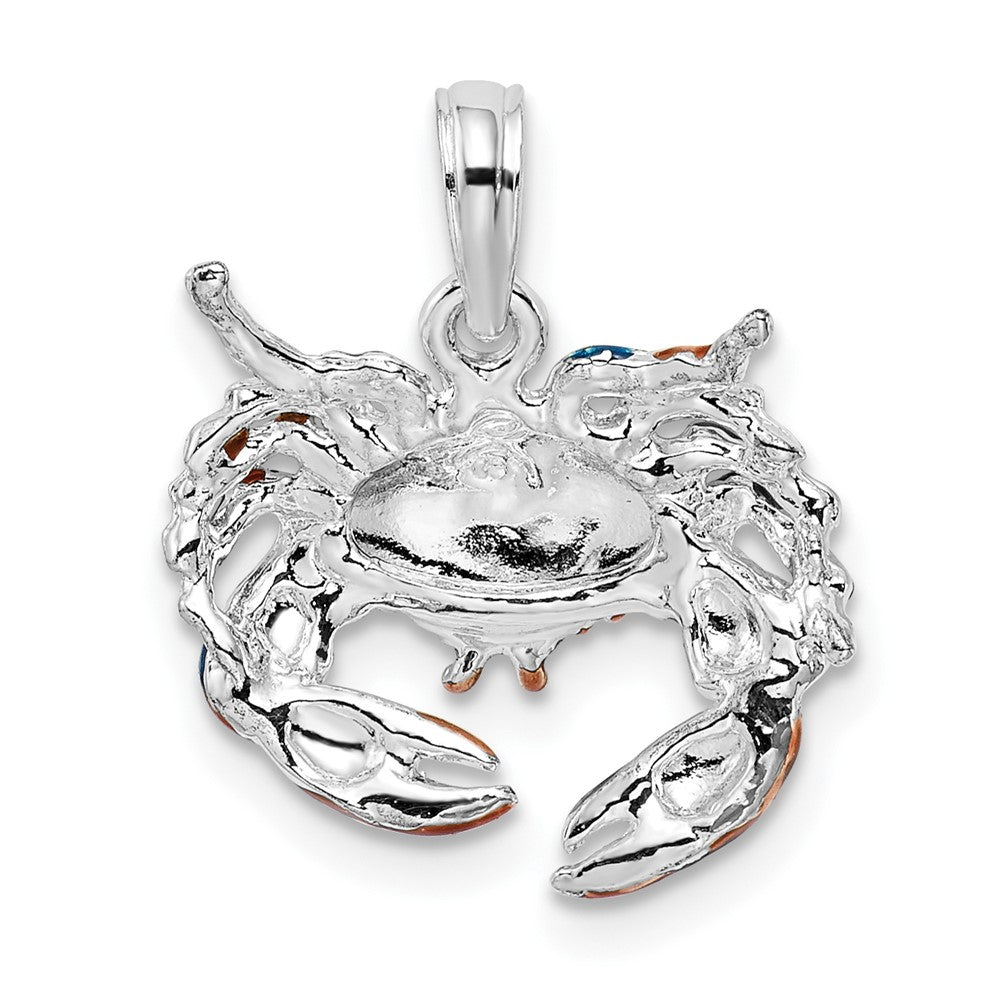 FJC Finejewelers 925 Sterling Silver Rhodium Plated Polished Enamel Blue Stone Crab Charm 18 x 15 mm