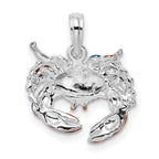 FJC Finejewelers 925 Sterling Silver Rhodium Plated Polished Enamel Blue Stone Crab Charm 18 x 15 mm