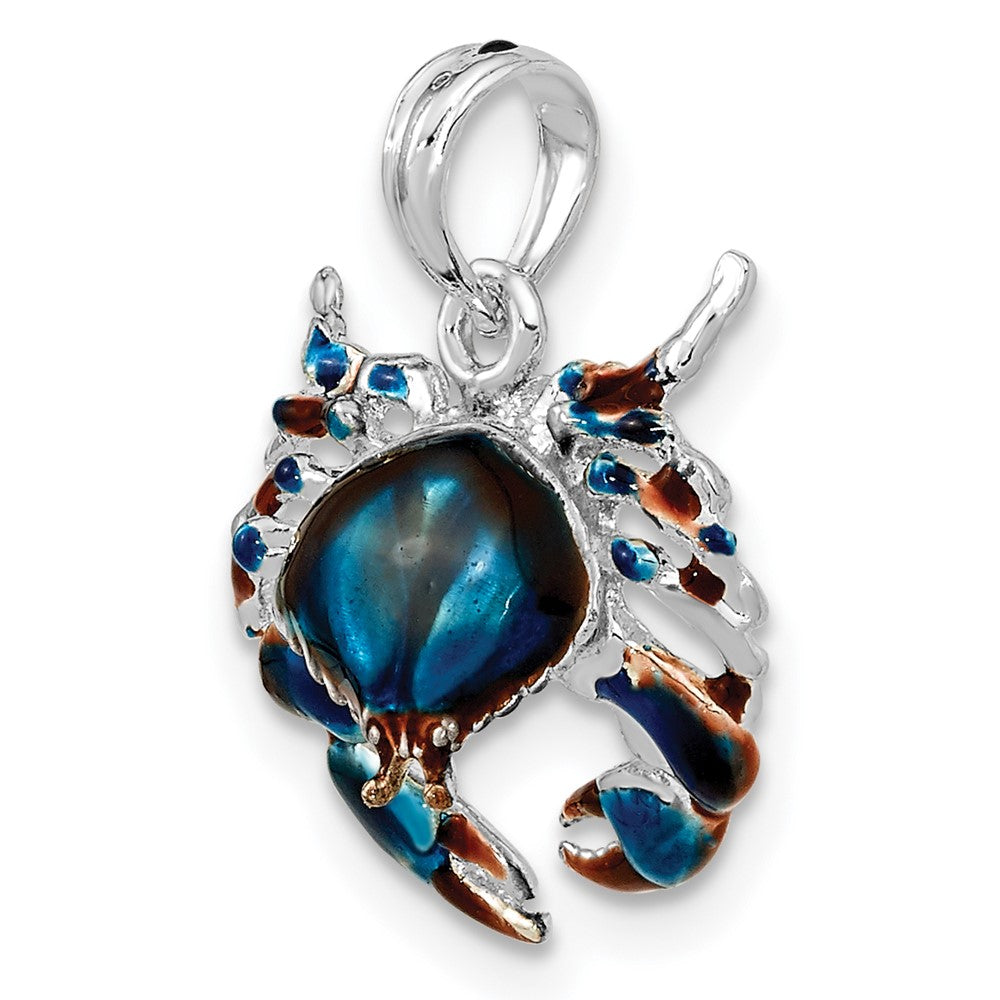 FJC Finejewelers 925 Sterling Silver Rhodium Plated Polished Enamel Blue Stone Crab Charm 18 x 15 mm