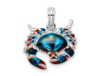 FJC Finejewelers 925 Sterling Silver Rhodium Plated Polished Enamel Blue Stone Crab Charm 18 x 15 mm