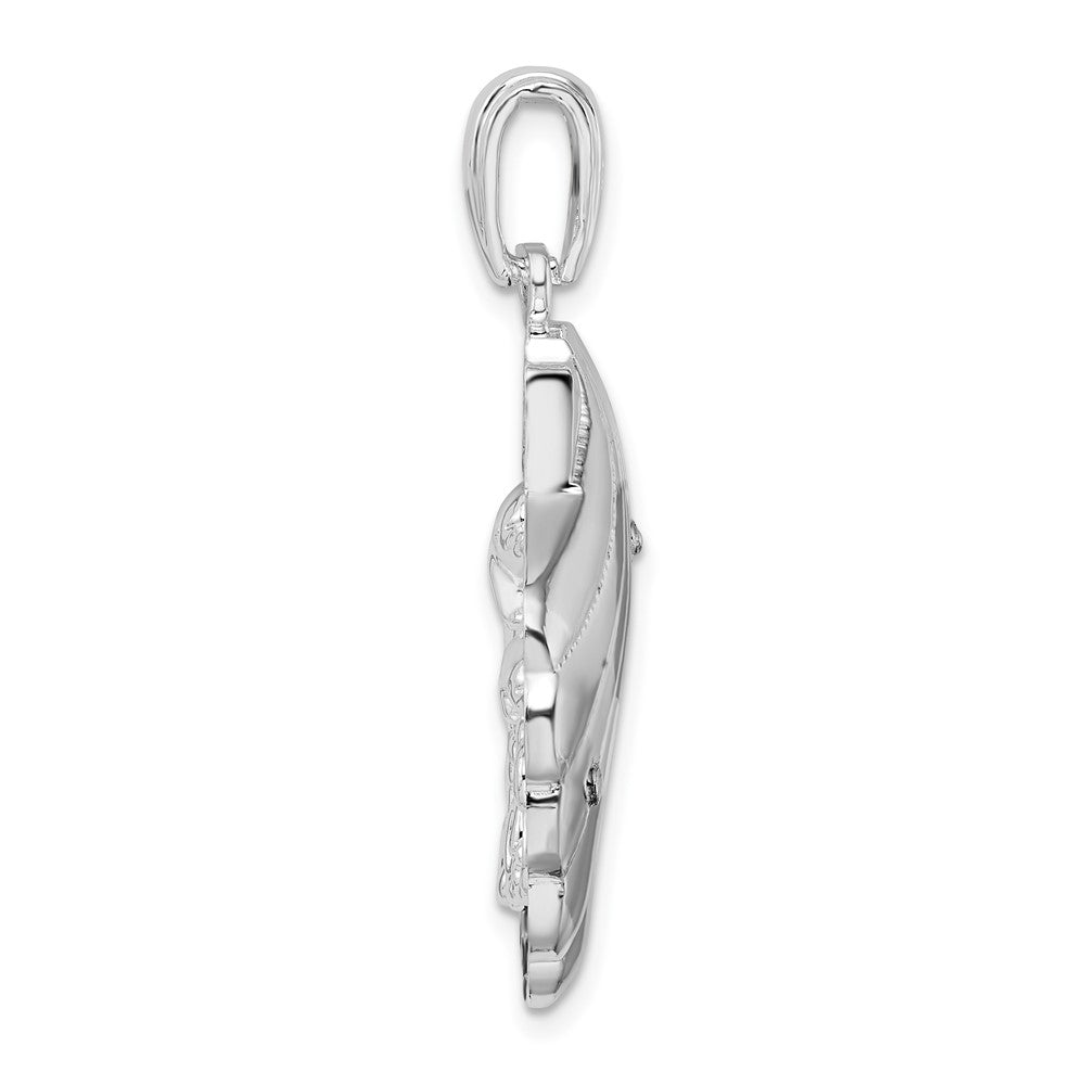 FJC Finejewelers 925 Sterling Silver Rhodium Plated Enameled Blue Shell with Dolphins Charm 36 x 23 mm