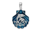 FJC Finejewelers 925 Sterling Silver Rhodium Plated Enameled Blue Shell with Dolphins Charm 36 x 23 mm