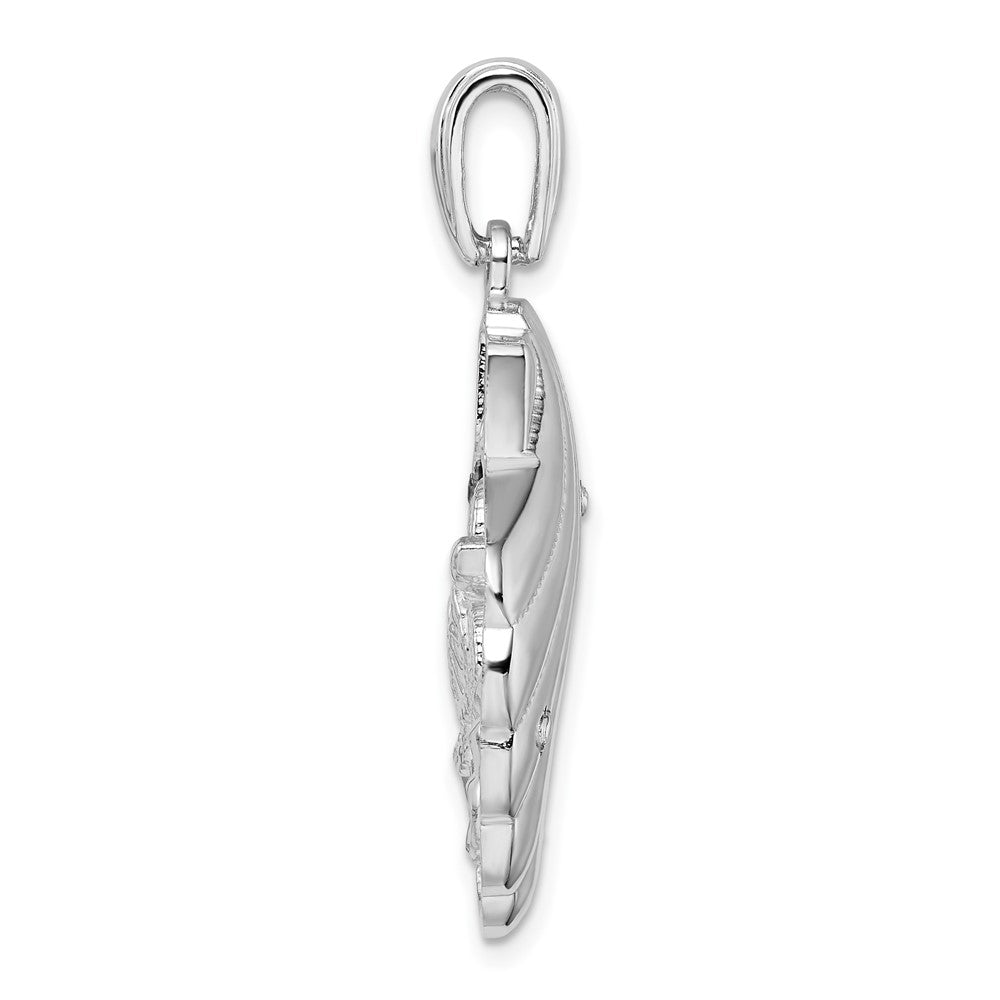 FJC Finejewelers 925 Sterling Silver Rhodium Plated Enameled Blue Shell with Turtle Charm 36 x 23 mm