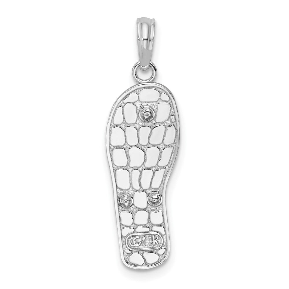 FJC Finejewelers 925 Sterling Silver Rhodium Plated 3D Enamel Beach Scene Flip-flop Charm 28 x 7 mm