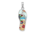 FJC Finejewelers 925 Sterling Silver Rhodium Plated 3D Enamel Beach Scene Flip-flop Charm 28 x 7 mm