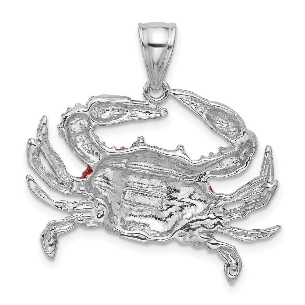 FJC Finejewelers 925 Sterling Silver Rhodium Plated Polished Enameled Blue Crab Charm 29 x 28 mm
