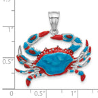 FJC Finejewelers 925 Sterling Silver Rhodium Plated Polished Enameled Blue Crab Charm 29 x 28 mm