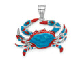 FJC Finejewelers 925 Sterling Silver Rhodium Plated Polished Enameled Blue Crab Charm 29 x 28 mm