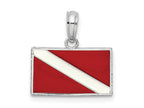 FJC Finejewelers 925 Sterling Silver Rhodium Plated Polished Enameled Dive Flag Charm 15 x 15 mm