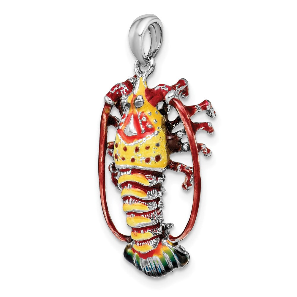 FJC Finejewelers 925 Sterling Silver Rhodium Plated Polished Enamel Florida Lobster Charm 31 x 15 mm