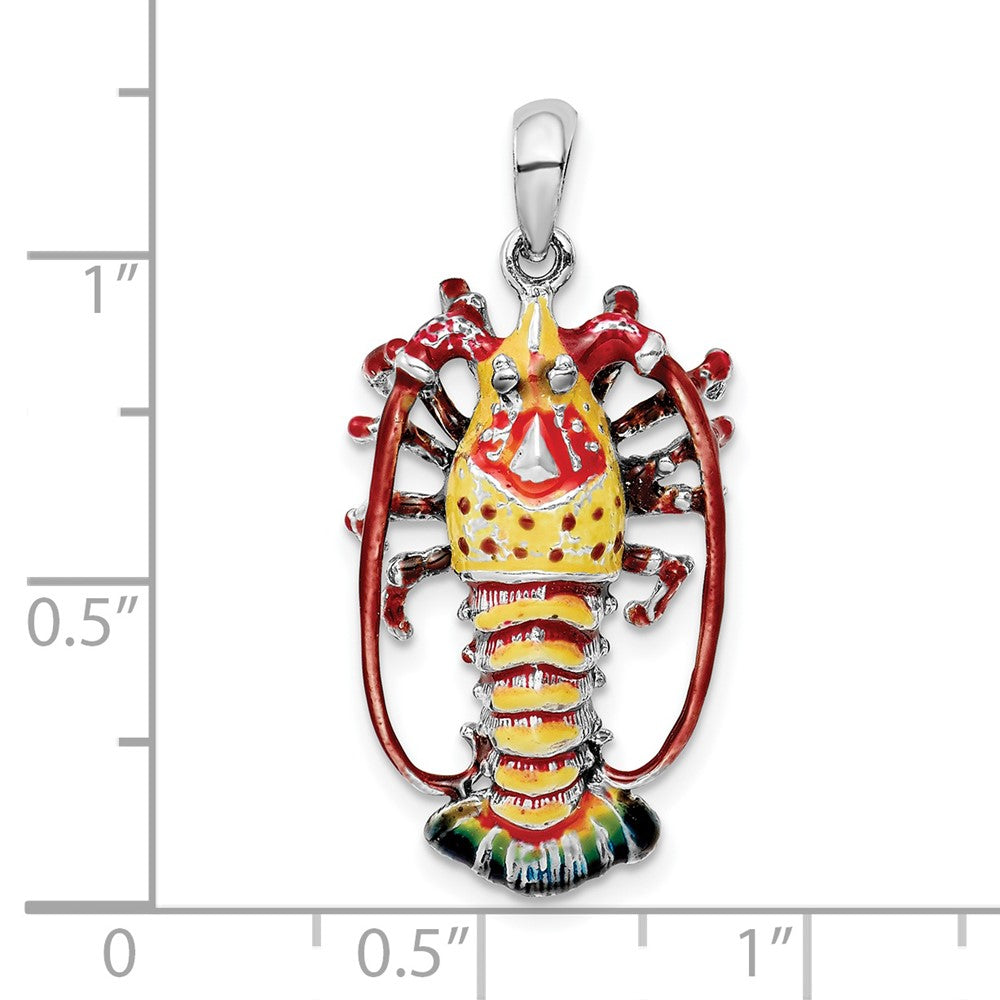 FJC Finejewelers 925 Sterling Silver Rhodium Plated Polished Enamel Florida Lobster Charm 31 x 15 mm