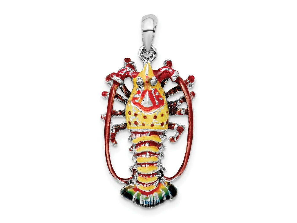 FJC Finejewelers 925 Sterling Silver Rhodium Plated Polished Enamel Florida Lobster Charm 31 x 15 mm