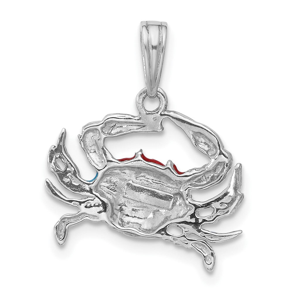 FJC Finejewelers 925 Sterling Silver Rhodium Plated Polished Enameled Blue Crab Charm 20 x 16 mm