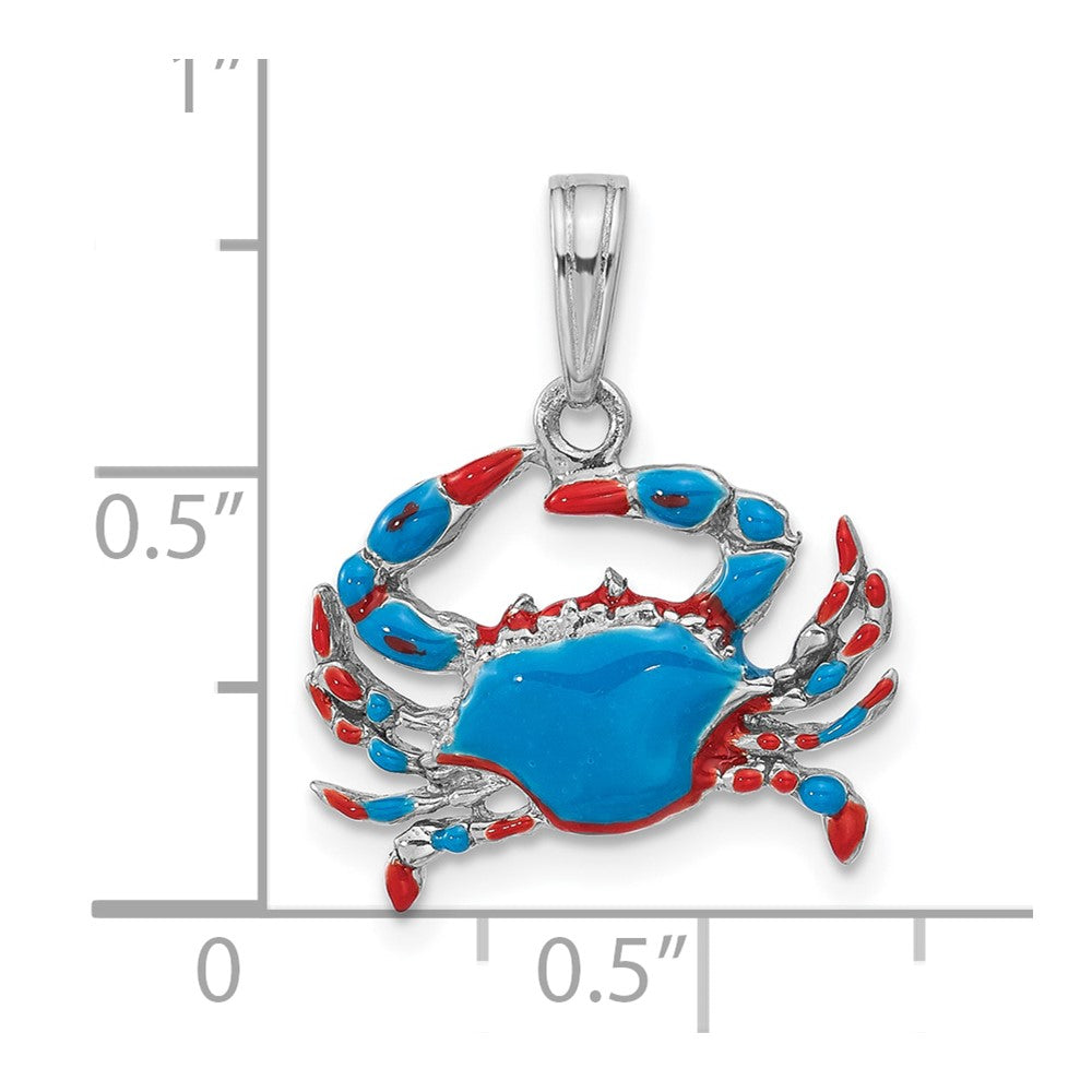 FJC Finejewelers 925 Sterling Silver Rhodium Plated Polished Enameled Blue Crab Charm 20 x 16 mm
