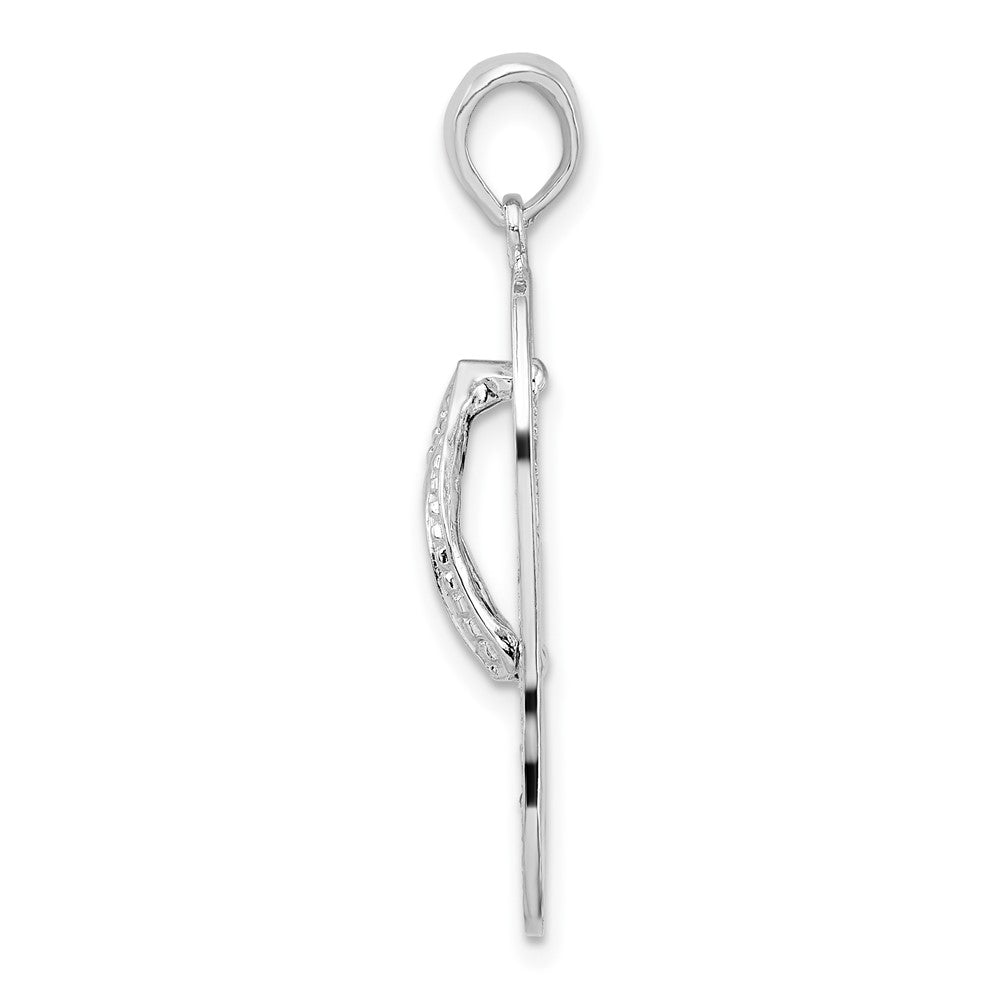 FJC Finejewelers 925 Sterling Silver Rhodium Plated Enameled Beach Scene Flip-flop Charm 32 x 10 mm