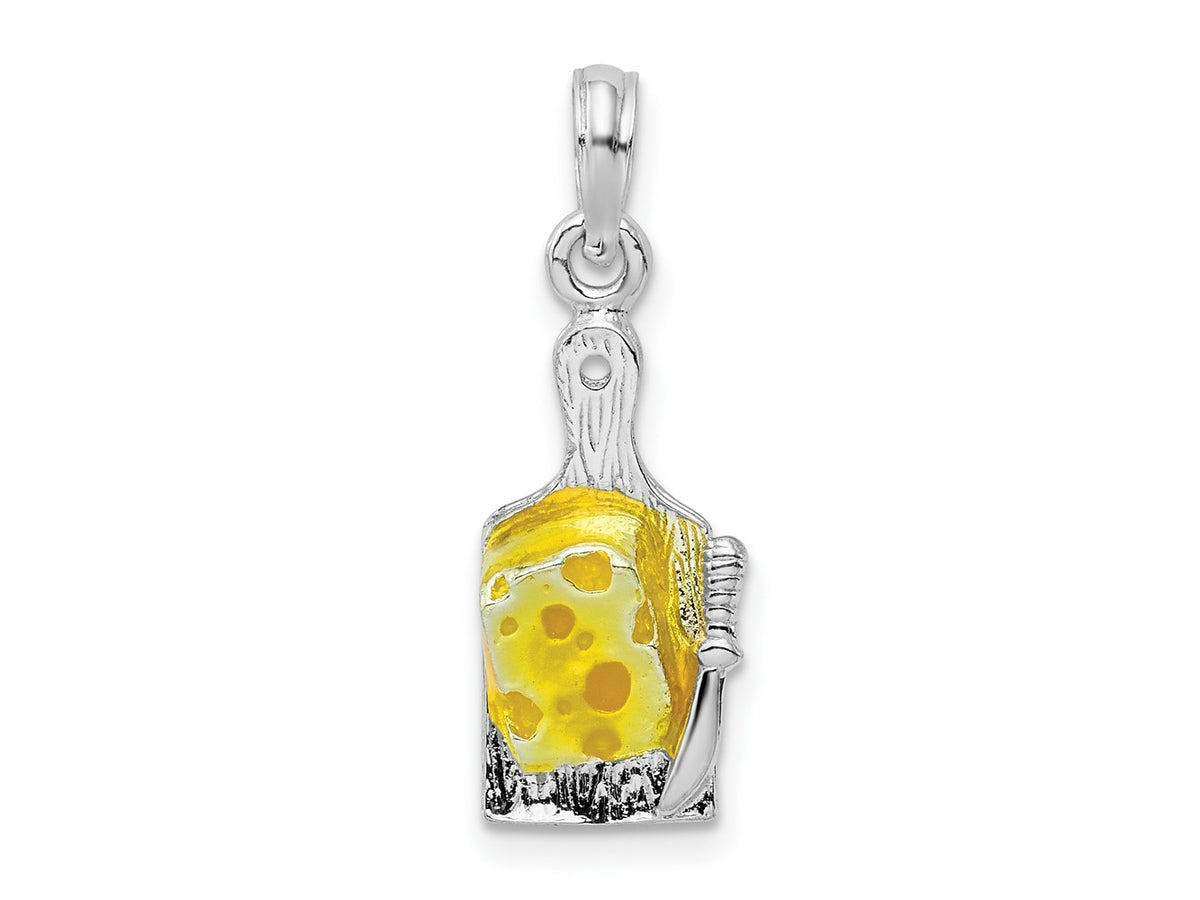 FJC Finejewelers 925 Sterling Silver Rhodium Plated Enameled Cheese Board with Knife Charm 23 x 8 mm