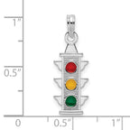 FJC Finejewelers 925 Sterling Silver Rhodium Plated Polished Enameled Traffic Light Charm 8 mm