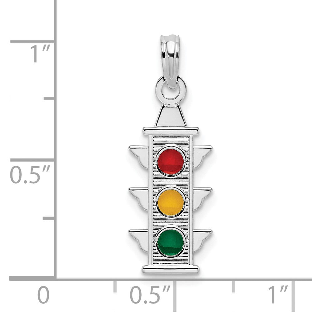 FJC Finejewelers 925 Sterling Silver Rhodium Plated Polished Enameled Traffic Light Charm 8 mm