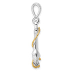 FJC Finejewelers 925 Silver and 14k Yellow Gold  Polished 3D Anchor with Rope Charm 37 x 20 mm