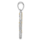 FJC Finejewelers 925 Silver and 14k Yellow Gold  3D Lg. Seahorse with Accent Charm 33 x 14 mm