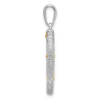 FJC Finejewelers 925 Silver and 14k Yellow Gold Rhodium Plated 3D Seahorse with Accent Charm 29 x 11 mm