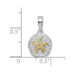 FJC Finejewelers 925 Silver and 14k Yellow Gold Rhodium Plated Sand Dollar with Starfish Charm 17 x 10 mm