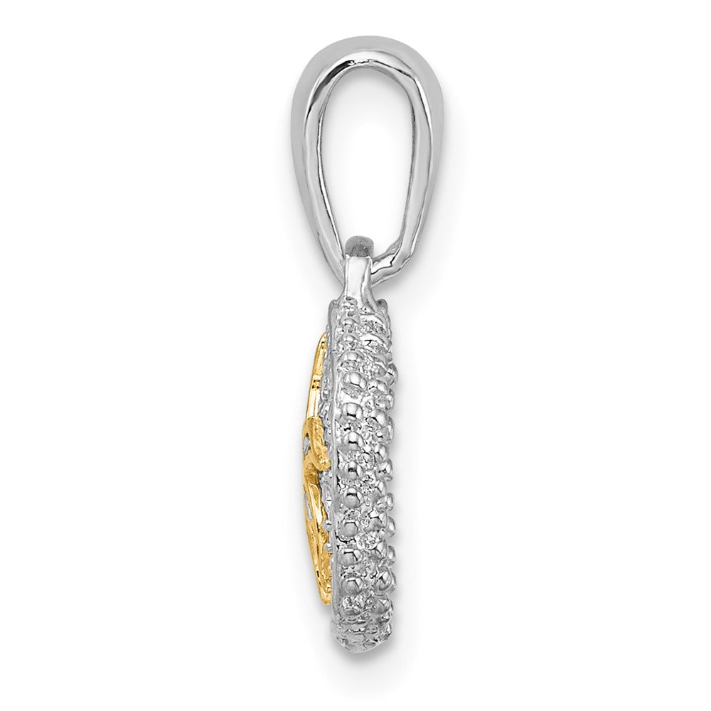 FJC Finejewelers 925 Silver and 14k Yellow Gold Rhodium Plated Sand Dollar with Starfish Charm 17 x 10 mm