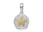 FJC Finejewelers 925 Silver and 14k Yellow Gold Rhodium Plated Sand Dollar with Starfish Charm 17 x 10 mm