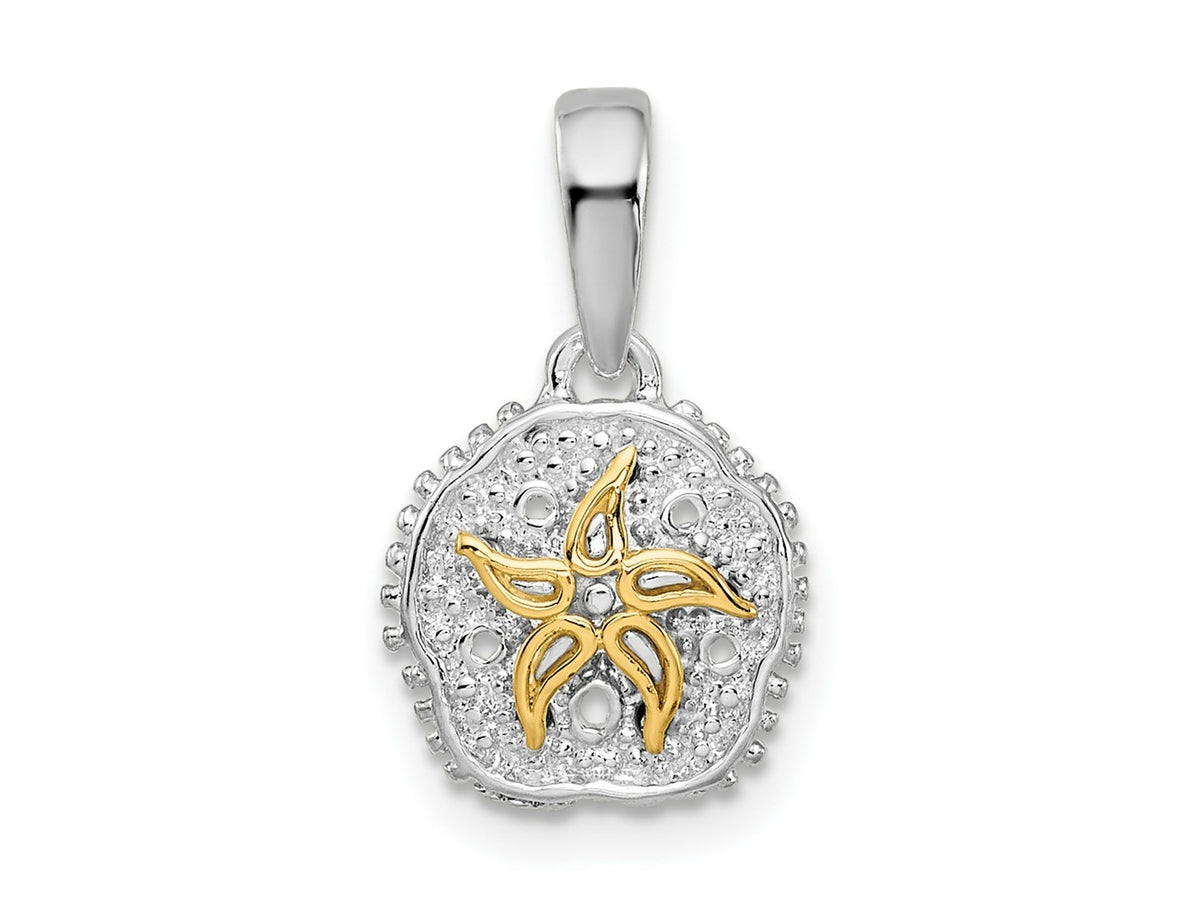 FJC Finejewelers 925 Silver and 14k Yellow Gold Rhodium Plated Sand Dollar with Starfish Charm 17 x 10 mm