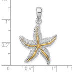 FJC Finejewelers 925 Silver and 14k Yellow Gold  Polished Starfish with Accent Charm 31 x 20 mm