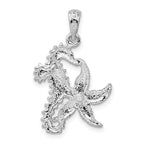 FJC Finejewelers 925 Silver and 14k Yellow Gold Rhodium Plated Seahorse/Starfish with Charm 28 x 18 mm