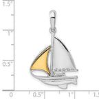 FJC Finejewelers 925 Silver and 14k Yellow Gold  Polished Sailboat with Sail Charm 33 x 20 mm