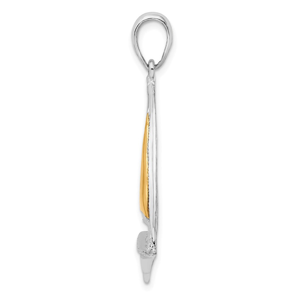 FJC Finejewelers 925 Silver and 14k Yellow Gold  Polished Sailboat with Sail Charm 33 x 20 mm