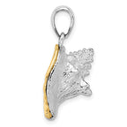 FJC Finejewelers 925 Silver and 14k Yellow Gold  3D Conch Shell with Accent Charm 28 x 14 mm