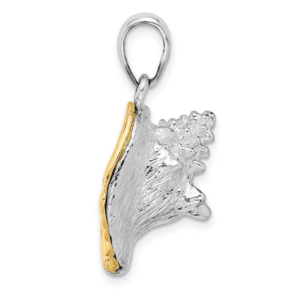 FJC Finejewelers 925 Silver and 14k Yellow Gold  3D Conch Shell with Accent Charm 28 x 14 mm