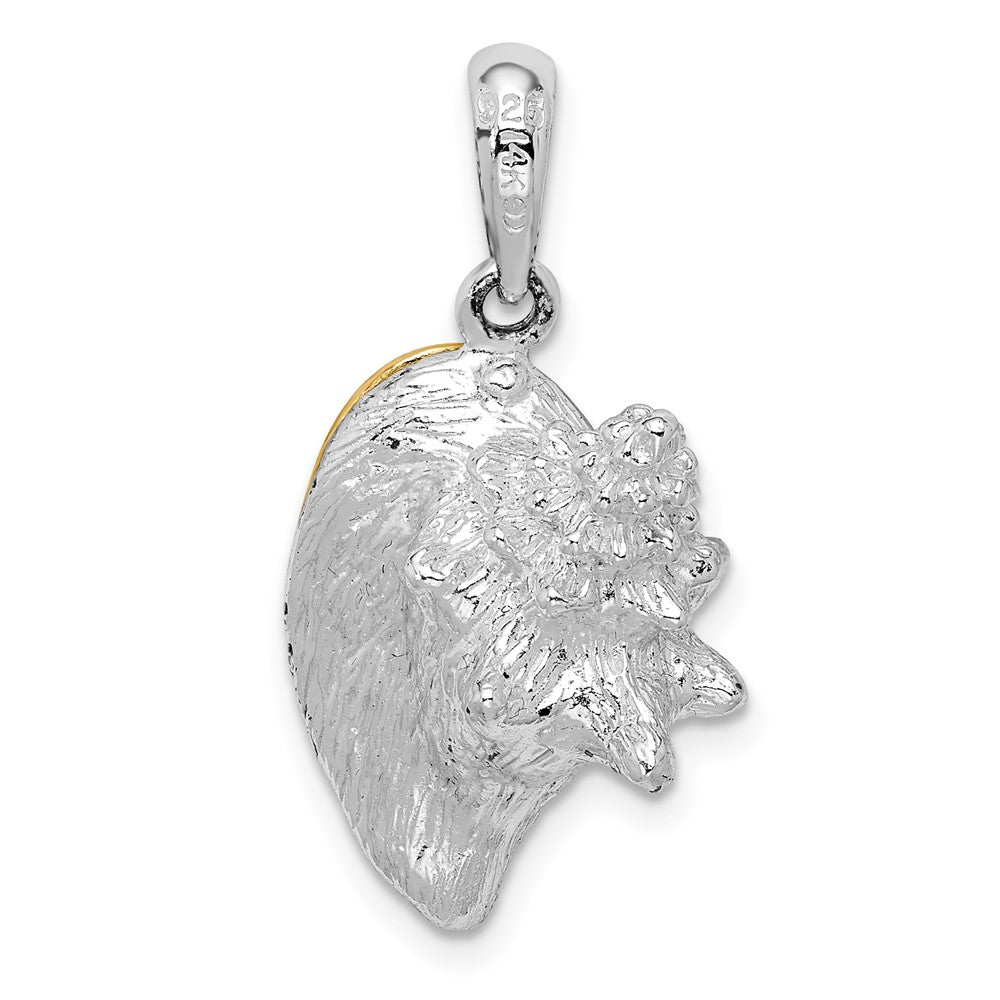 FJC Finejewelers 925 Silver and 14k Yellow Gold  3D Conch Shell with Accent Charm 28 x 14 mm