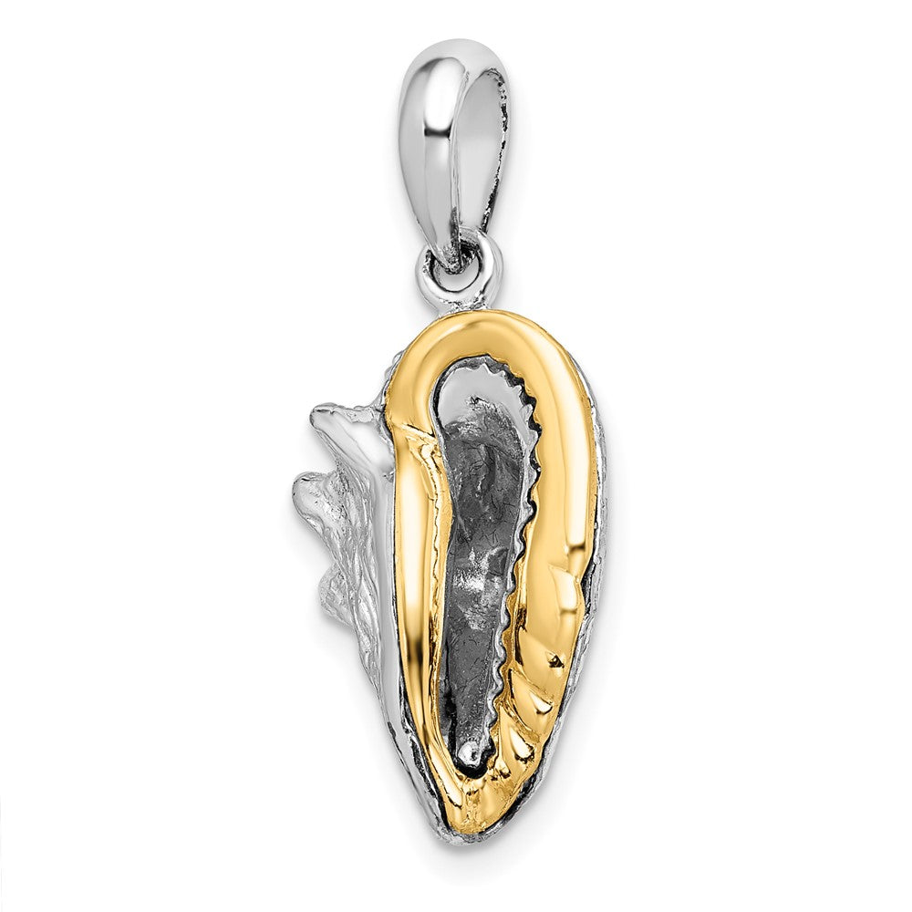 FJC Finejewelers 925 Silver and 14k Yellow Gold  3D Conch Shell with Accent Charm 28 x 14 mm