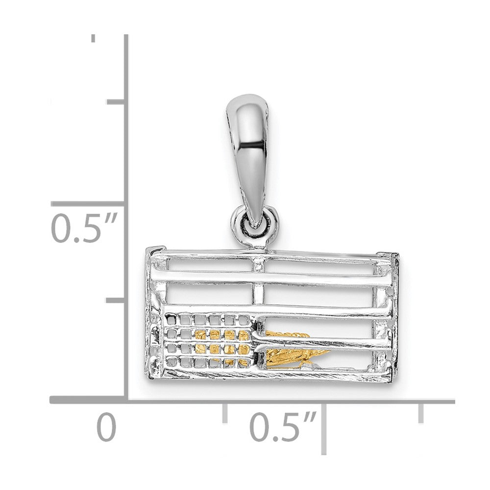 FJC Finejewelers 925 Silver and 14k Yellow Gold  Moveable 3D Trap with Lobster Charm 19 x 16 mm