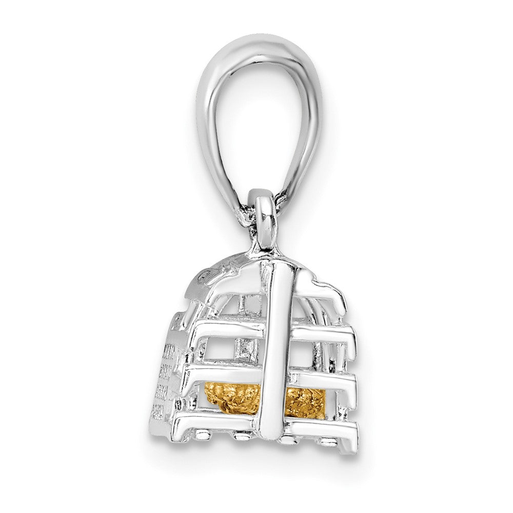 FJC Finejewelers 925 Silver and 14k Yellow Gold  Moveable 3D Trap with Lobster Charm 19 x 16 mm