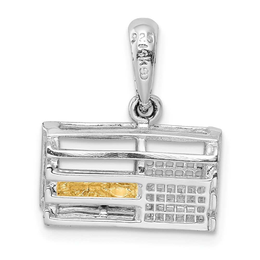 FJC Finejewelers 925 Silver and 14k Yellow Gold  Moveable 3D Trap with Lobster Charm 19 x 16 mm