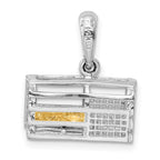 FJC Finejewelers 925 Silver and 14k Yellow Gold  Moveable 3D Trap with Lobster Charm 19 x 16 mm