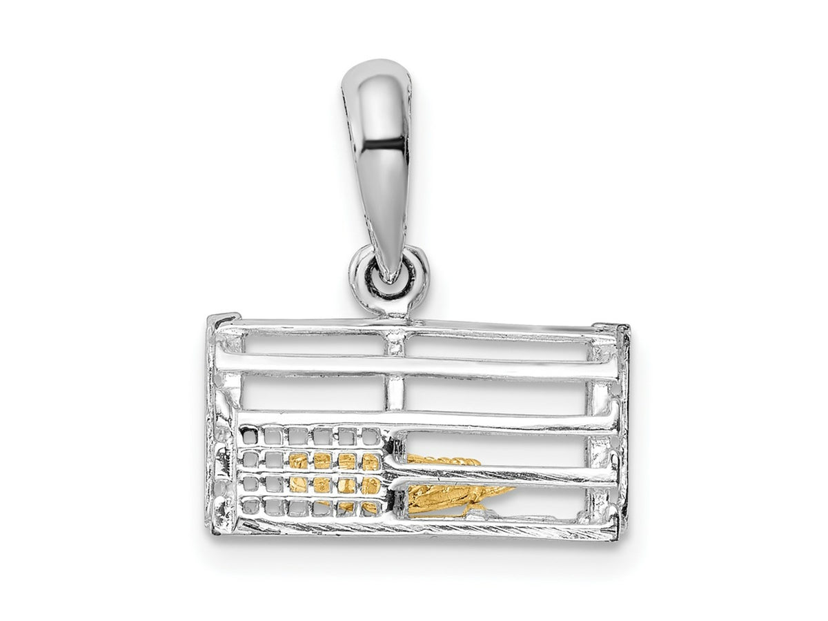 FJC Finejewelers 925 Silver and 14k Yellow Gold  Moveable 3D Trap with Lobster Charm 19 x 16 mm