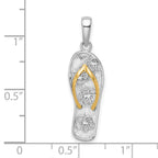 FJC Finejewelers 925 Silver and 14k Yellow Gold  3D Floral Flip-flop with Straps Charm 29 x 8 mm